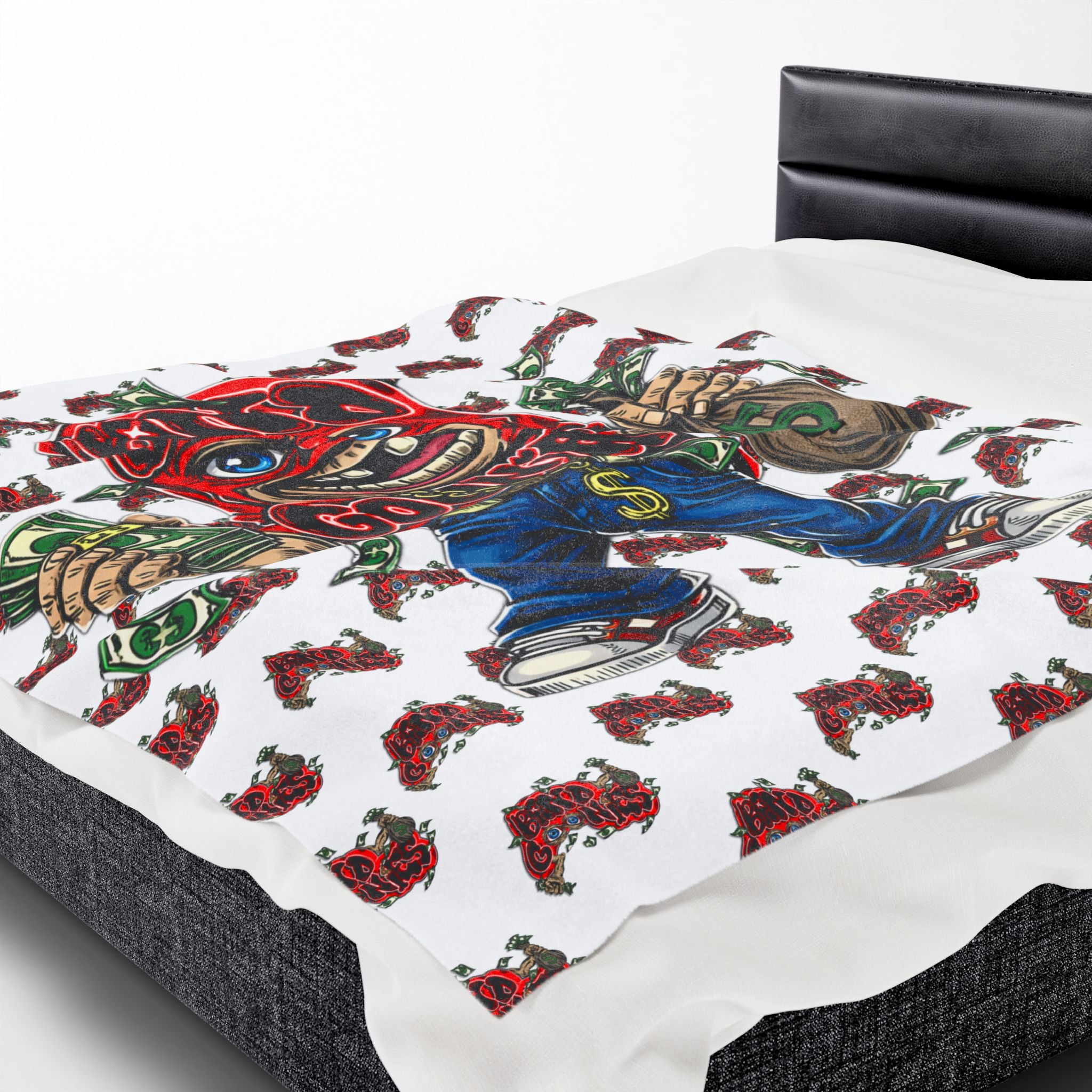 Velveteen Plush Blanket (White) | Red Goonie (60" x 80")