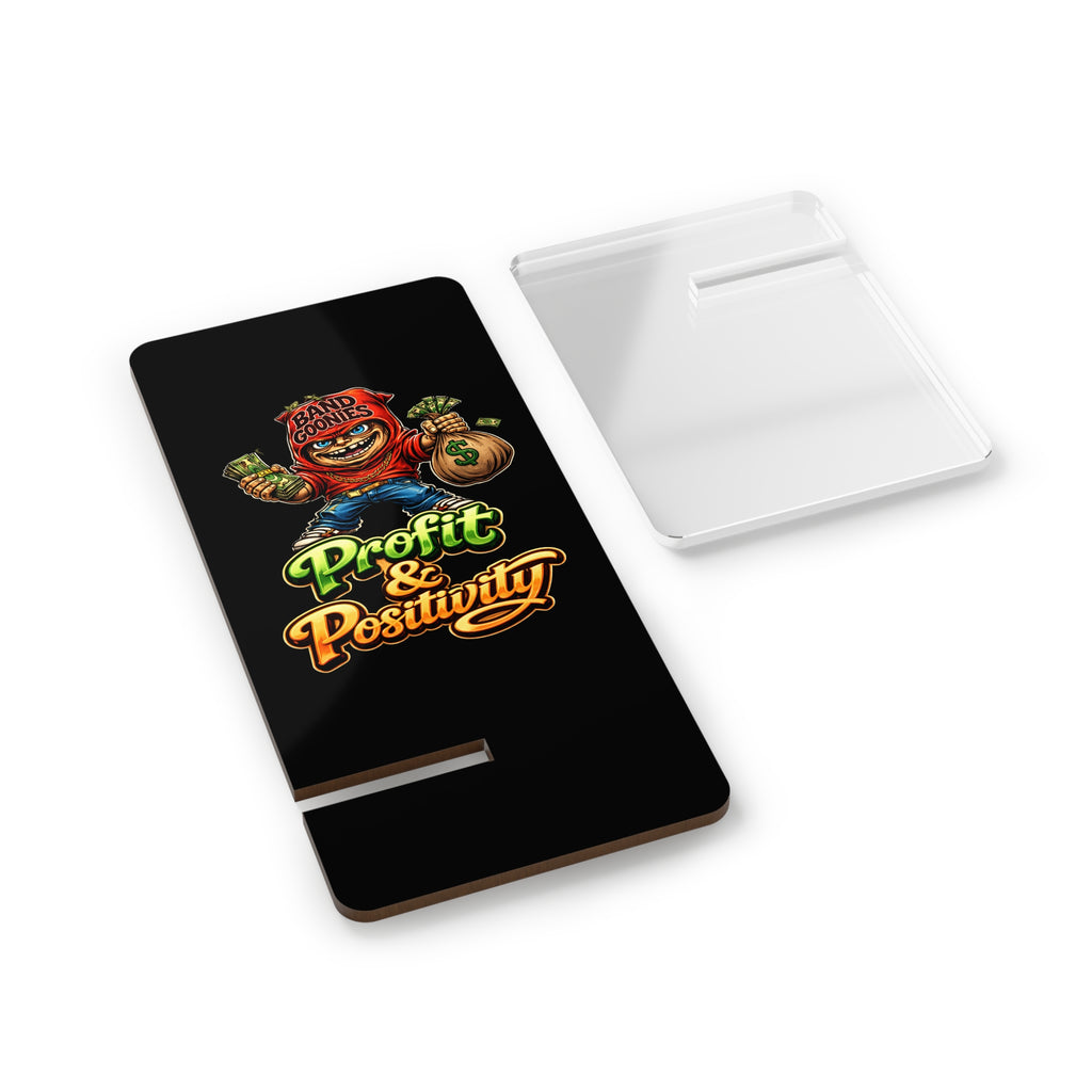 "Profit & Positivity" Red Goonie Mobile Display Stand for Smartphones
