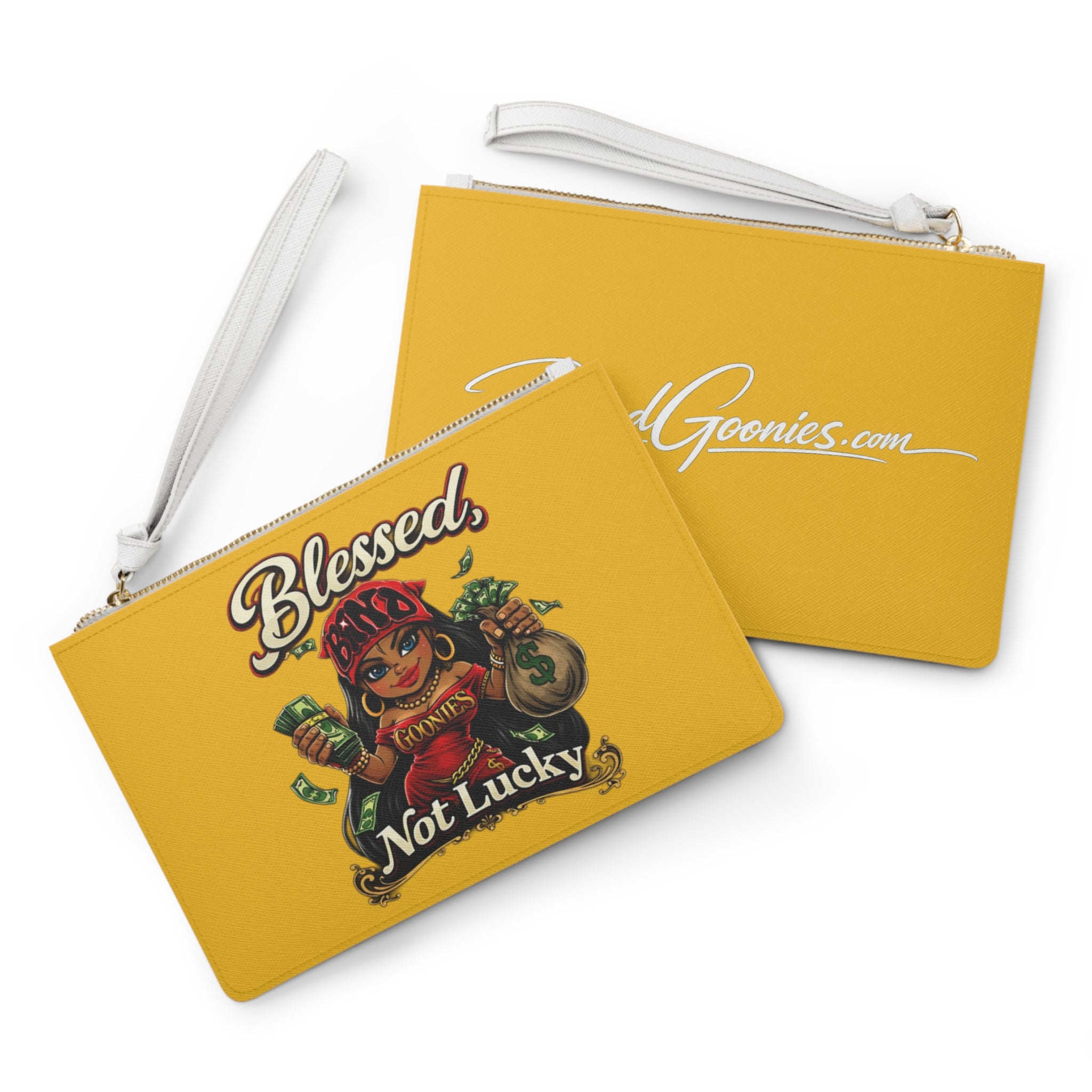 Clutch Bag | Red Girl Goonie "Blessed, Not Lucky"