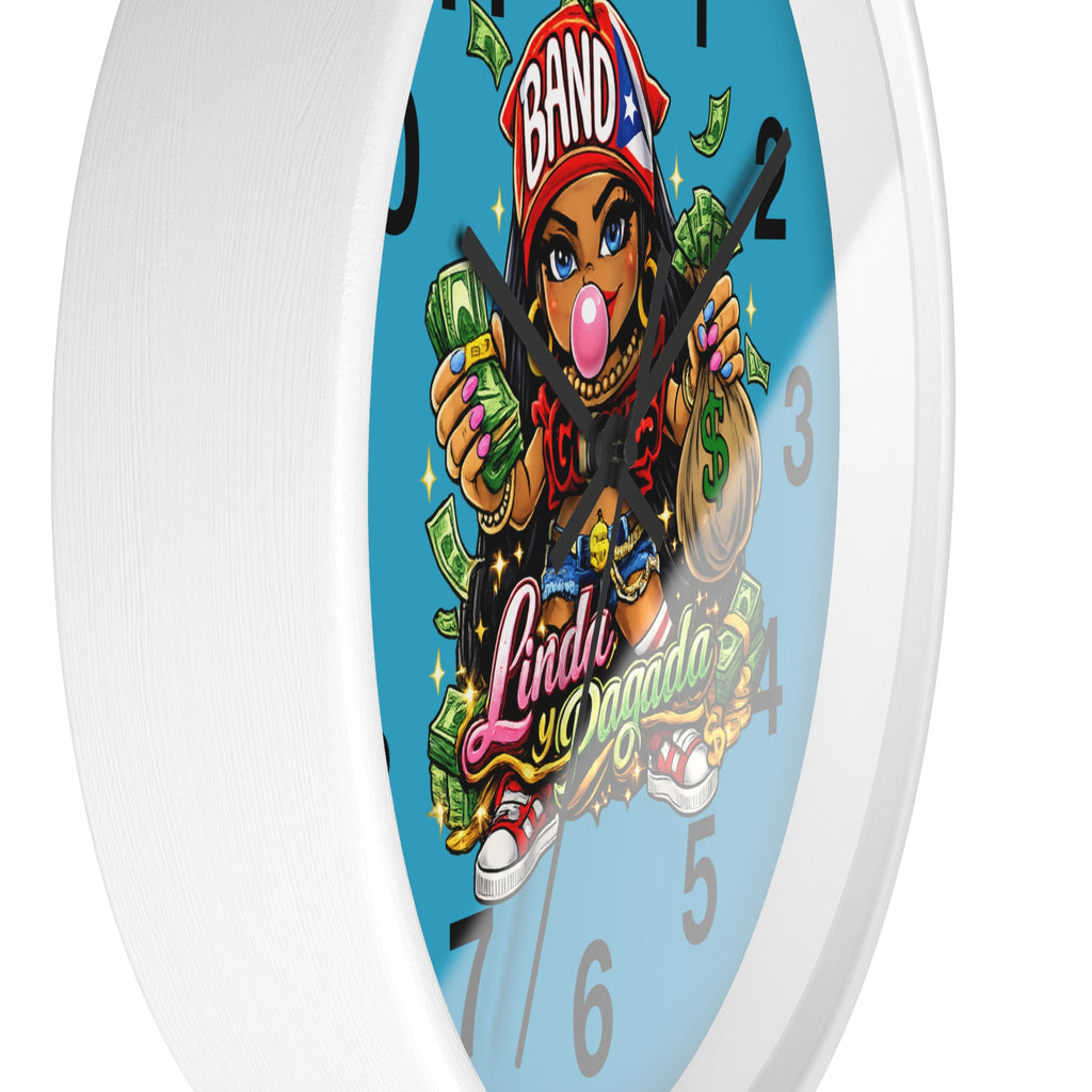 Wall Clock | Girl Goonie "Linda y Pagada" (Round 10" x 10")