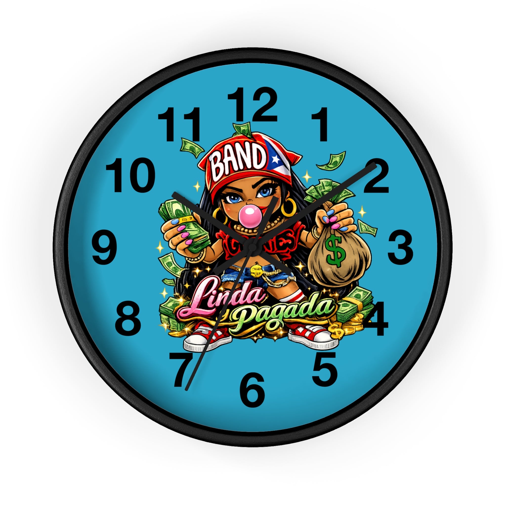 Wall Clock | Girl Goonie "Linda y Pagada" (Round 10" x 10")