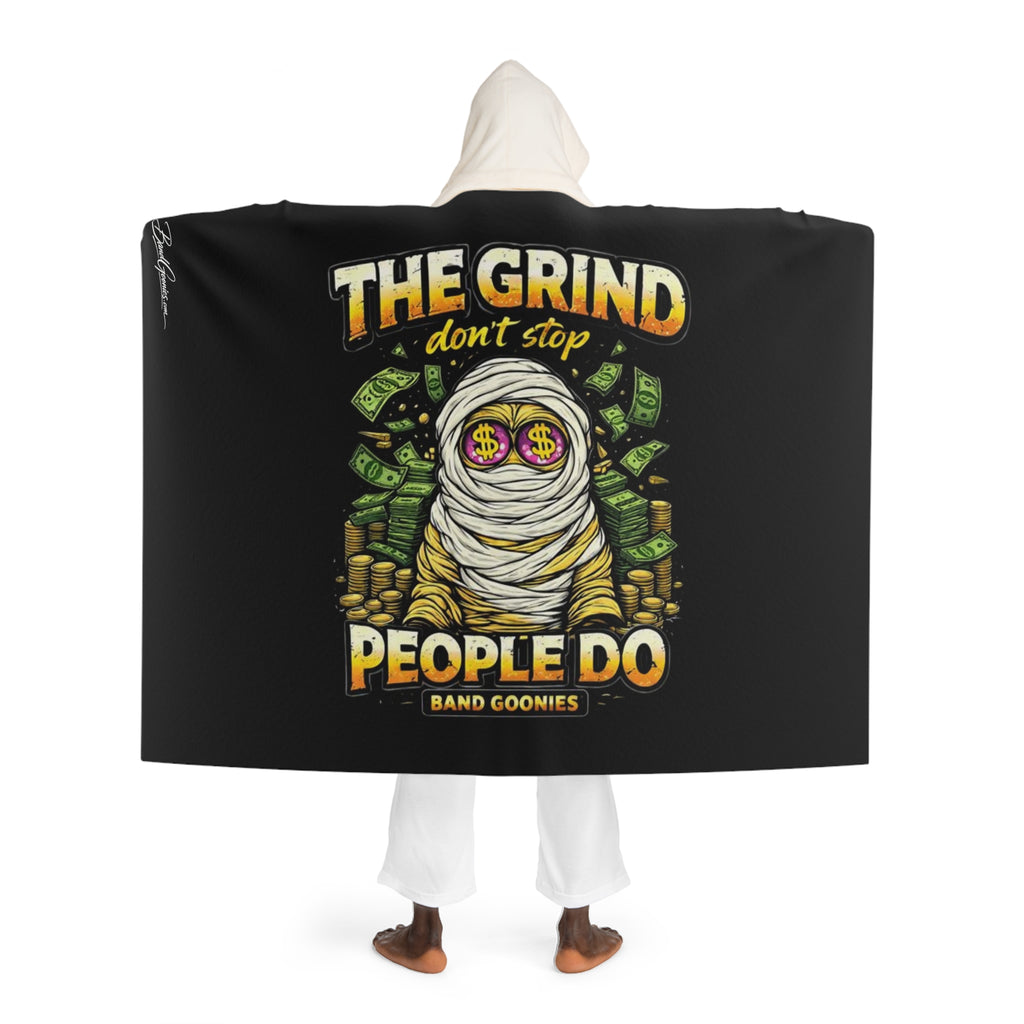 Hooded Sherpa Fleece Blanket | OG Goonie "The Grind Dont Stop, People Do"