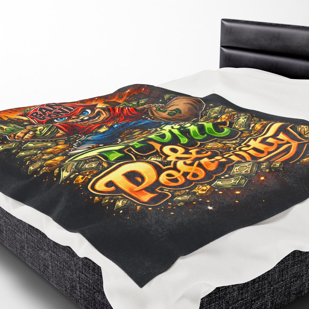 Velveteen Plush Blanket (Black) | Red Goonie "Profit & Positivity" (60" x 80")