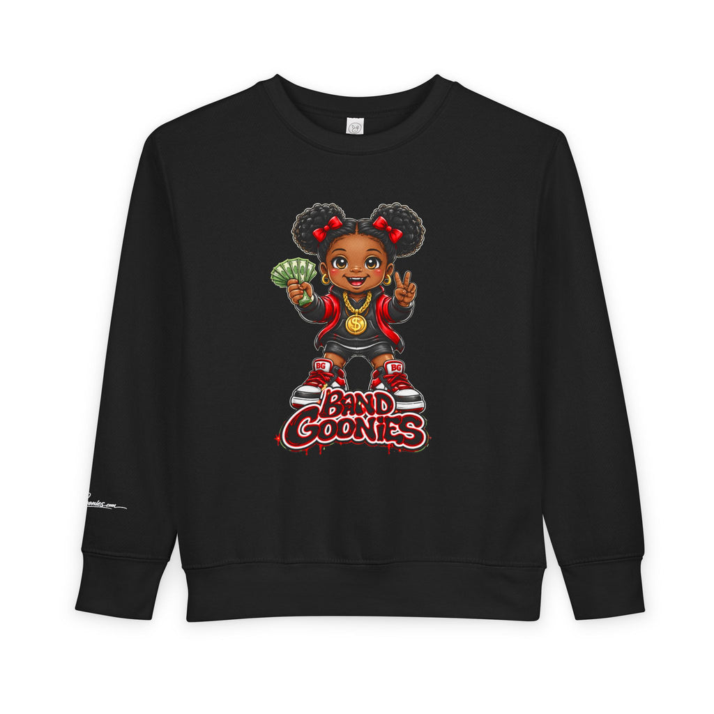 Toddler Sweatshirt | Red Girl Goonie "Money Puffs"