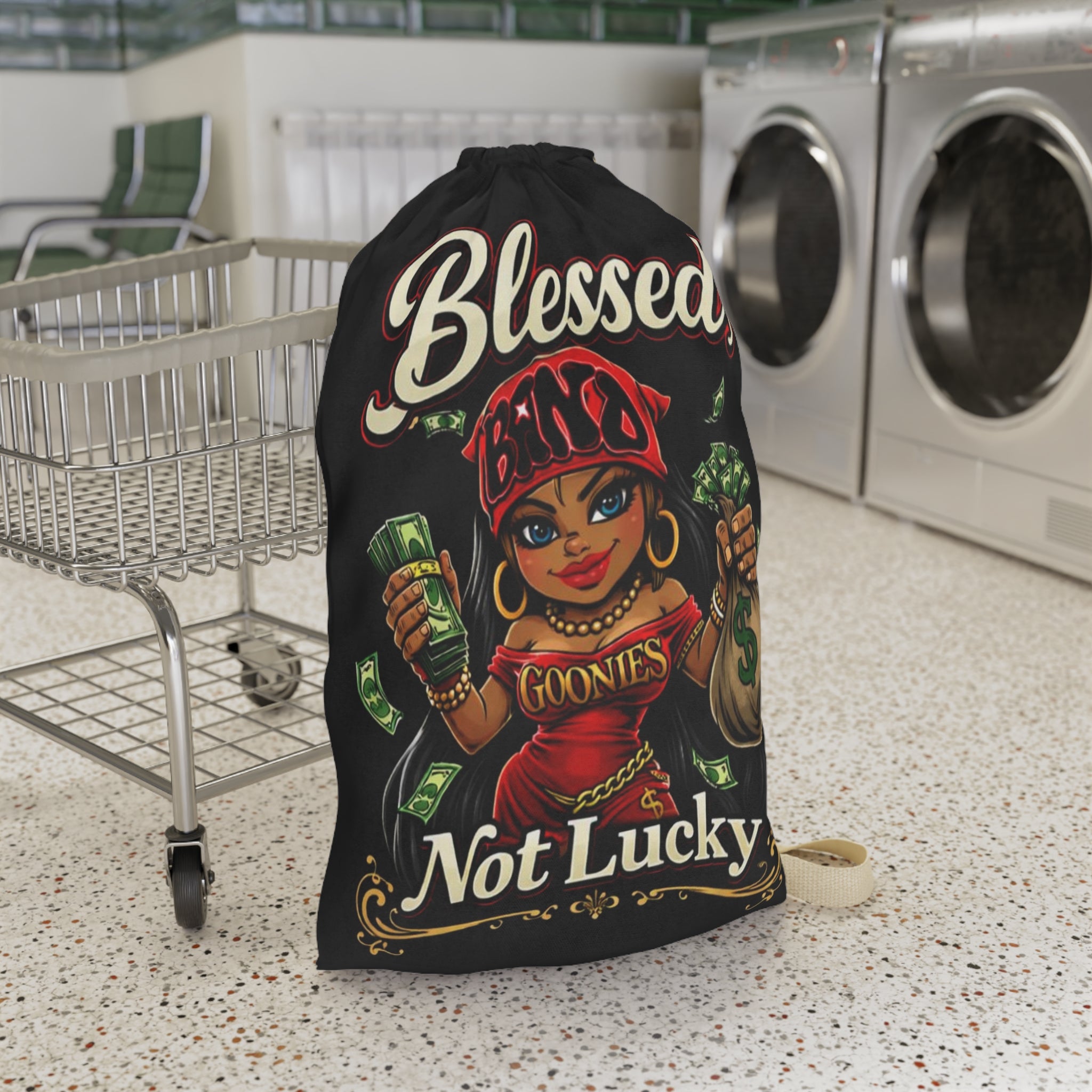 Laundry Bag | Red Girl Goonie "Blessed, Not Lucky"