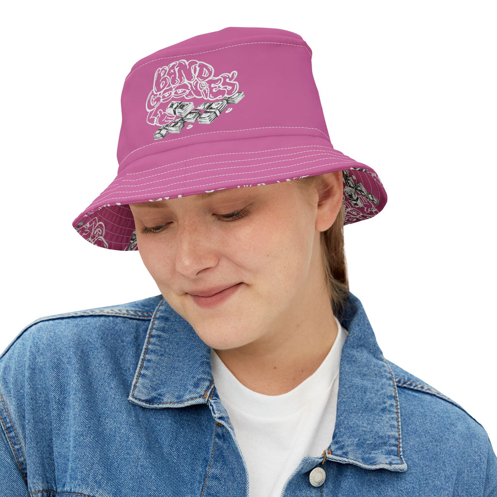 Pink & White Band Goonies Bucket Hat