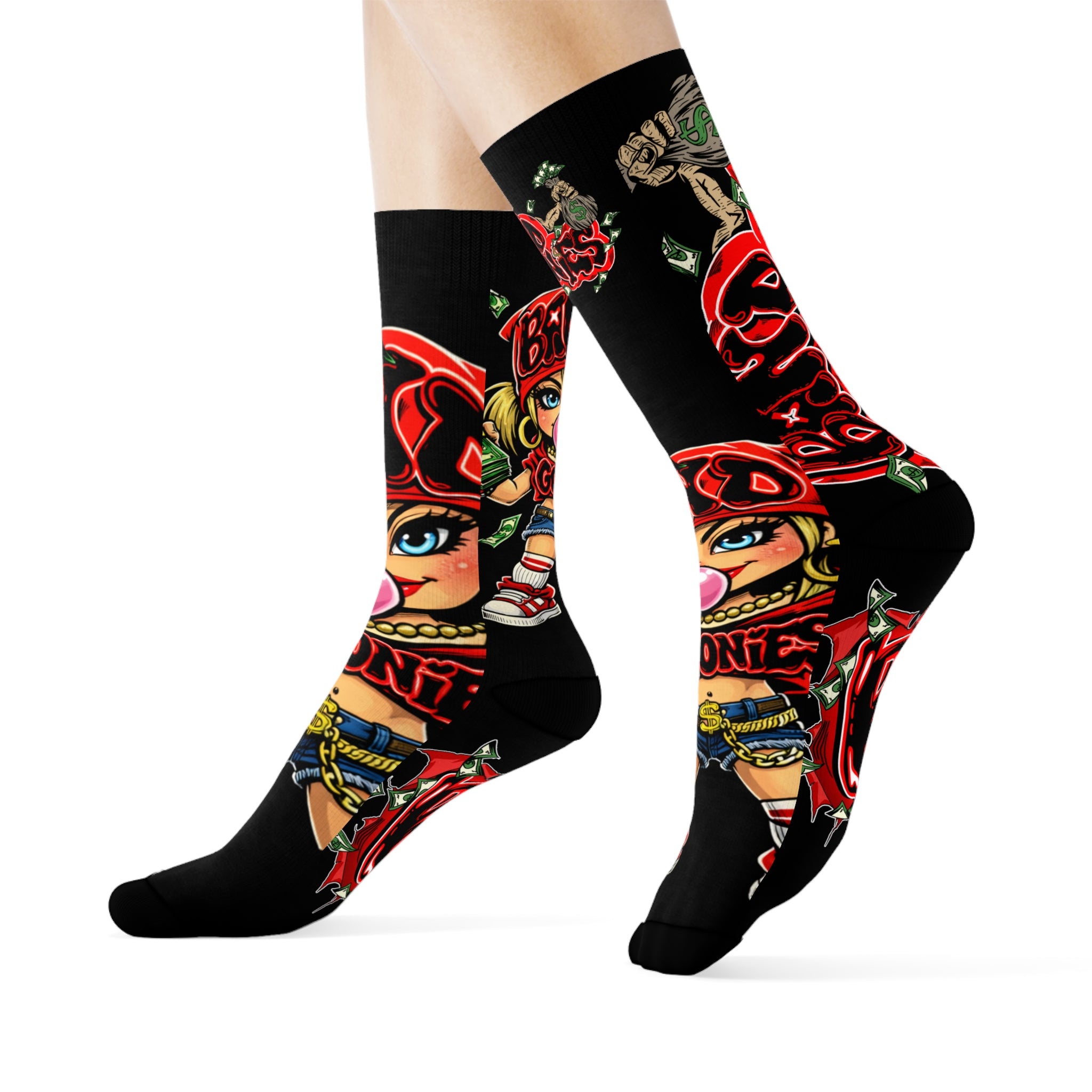Red Girl Goonie Crew Socks