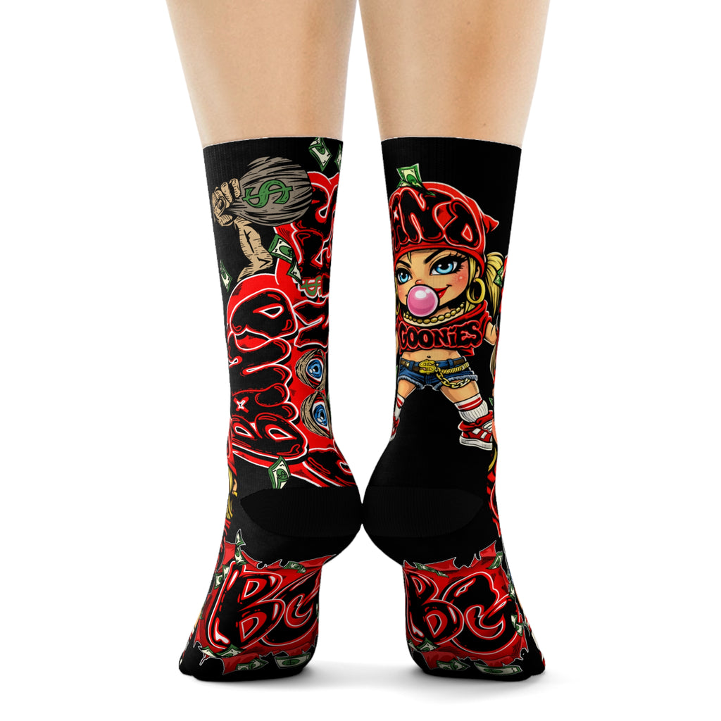 Red Girl Goonie Crew Socks
