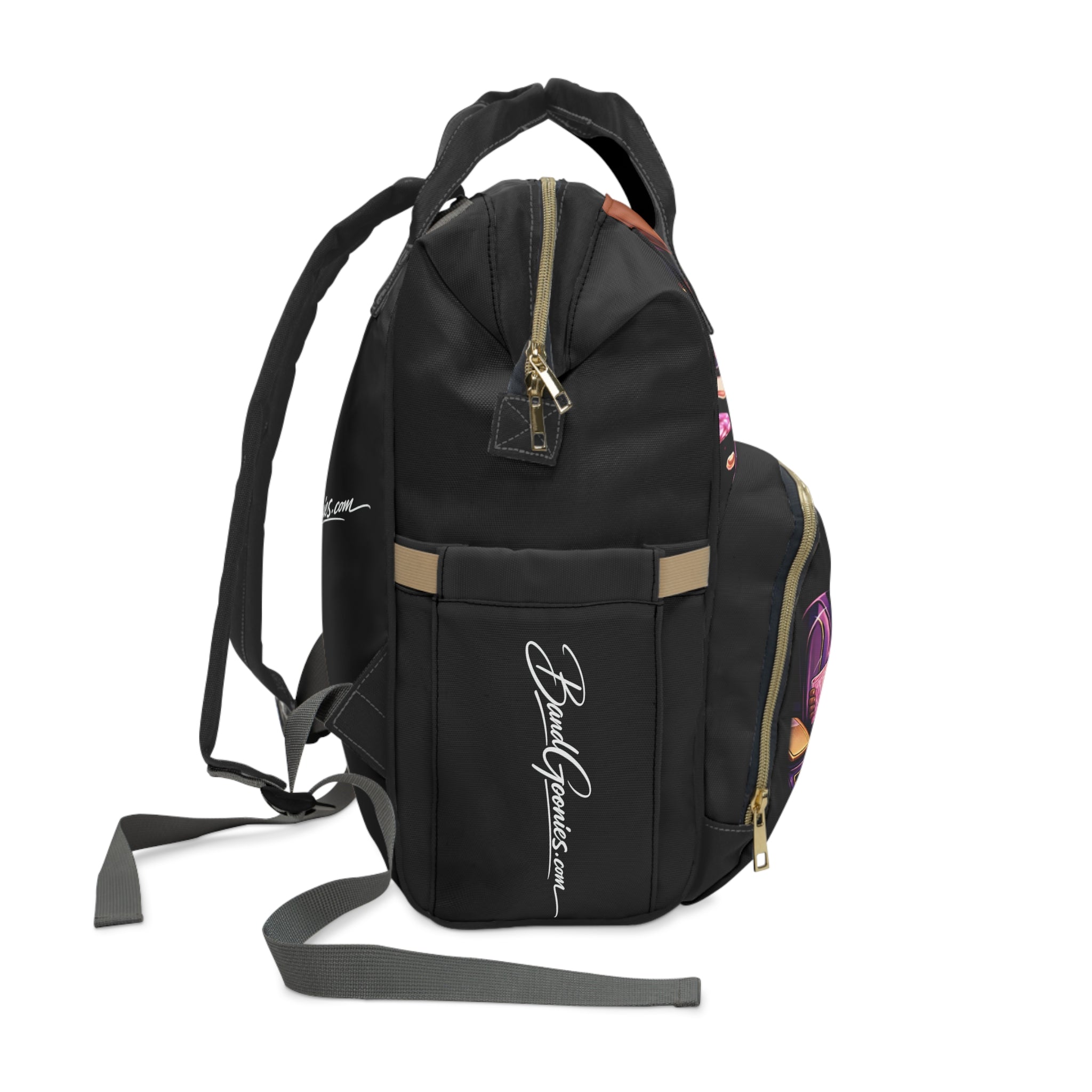 Multifunctional Diaper Backpack (Black) | Pink & Purple BG Babies "Sunroofs & Starbucks"
