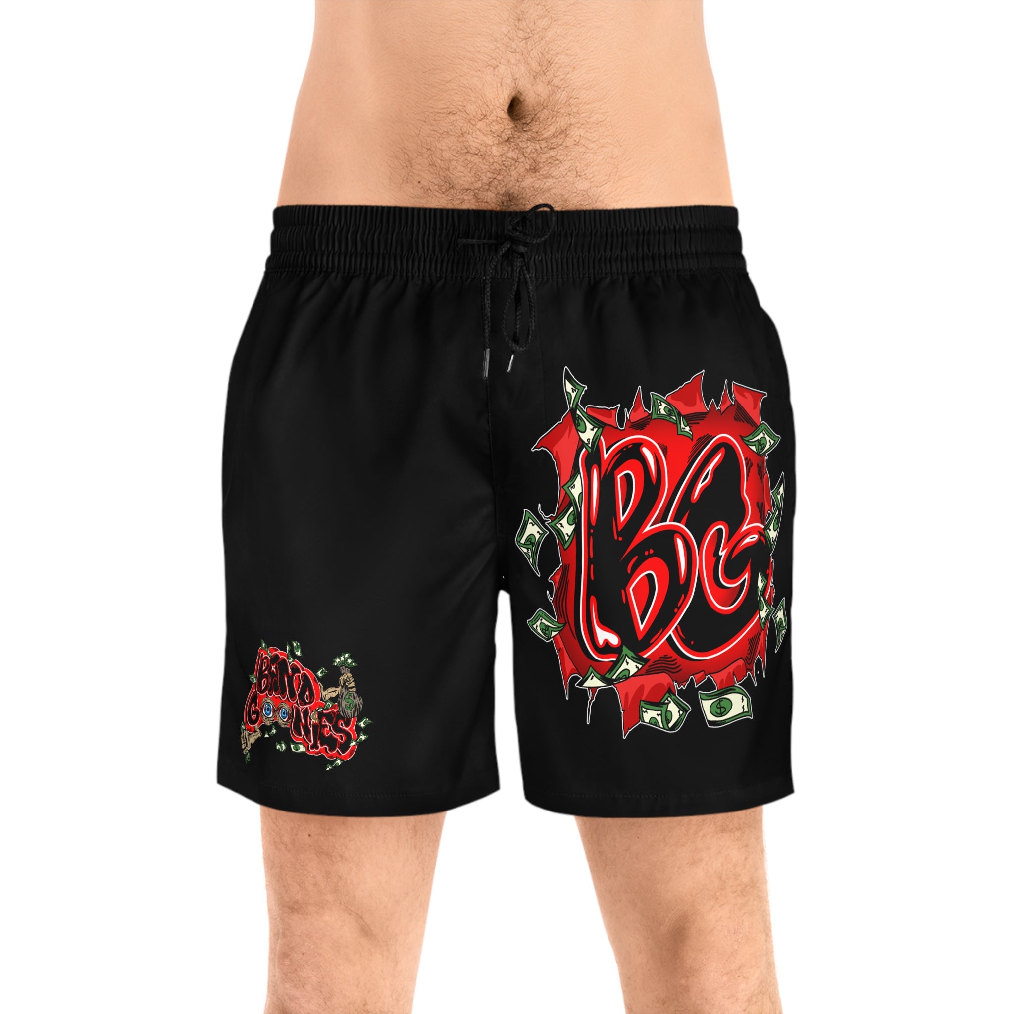 Men's Mid-Length Swim Shorts | Red & Black