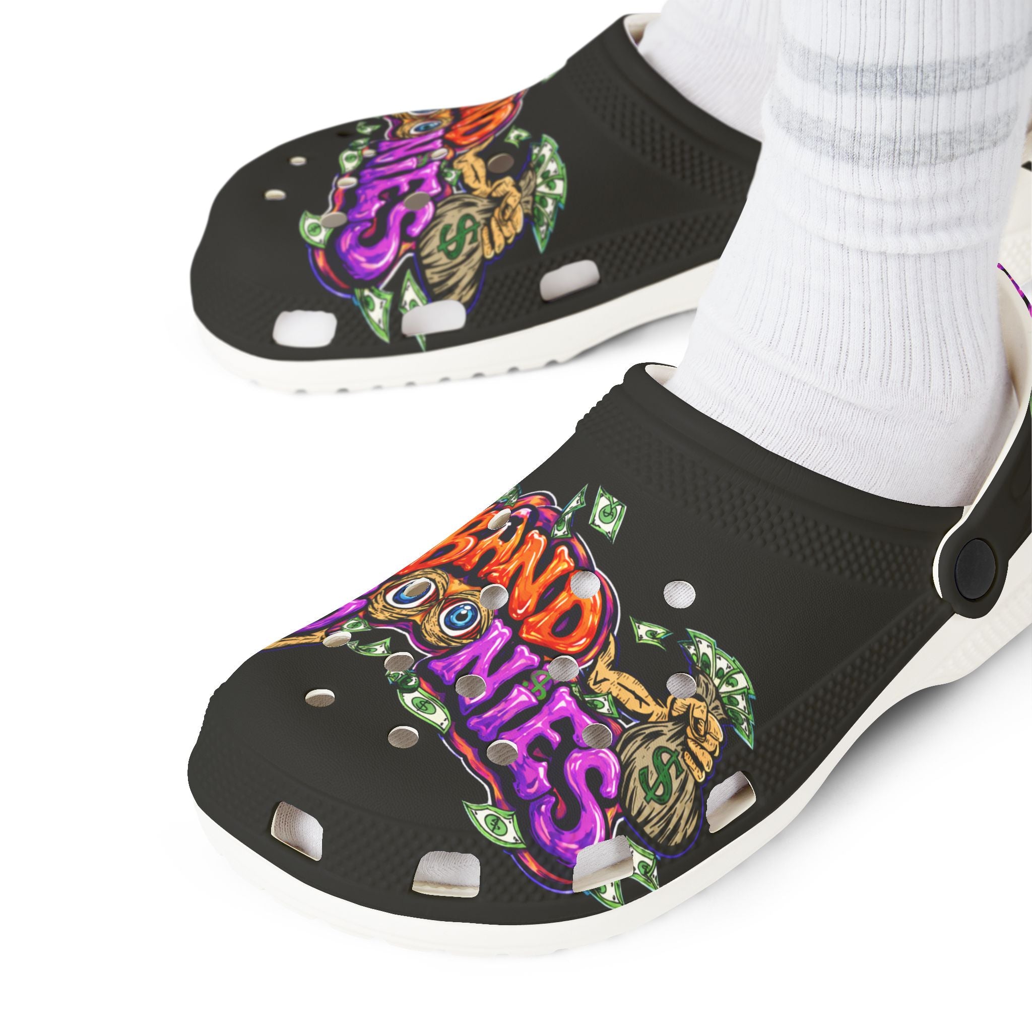 Foam Rubber Clog Shoes | Orange & Purple Band Goonies