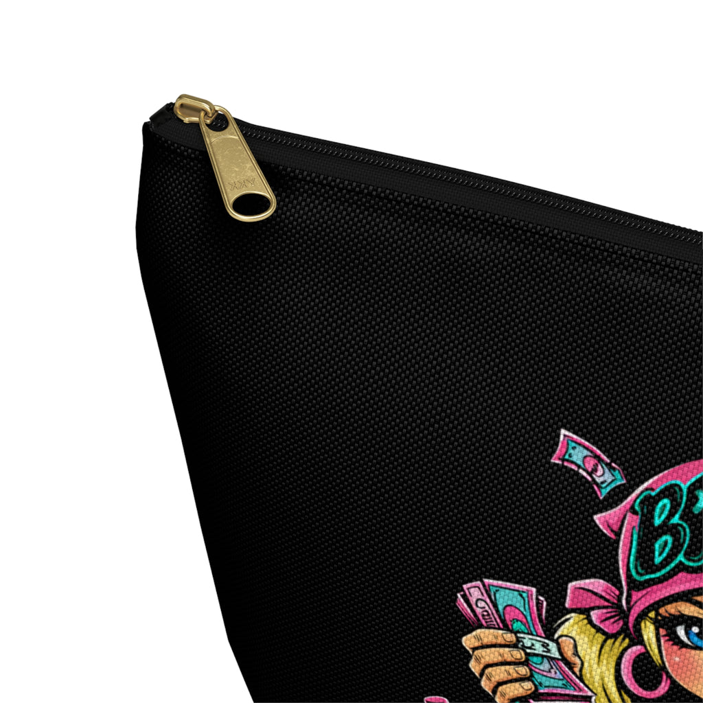 Accessory Pouch w T-bottom | Pink Girl Goonie "Money & Mascara"