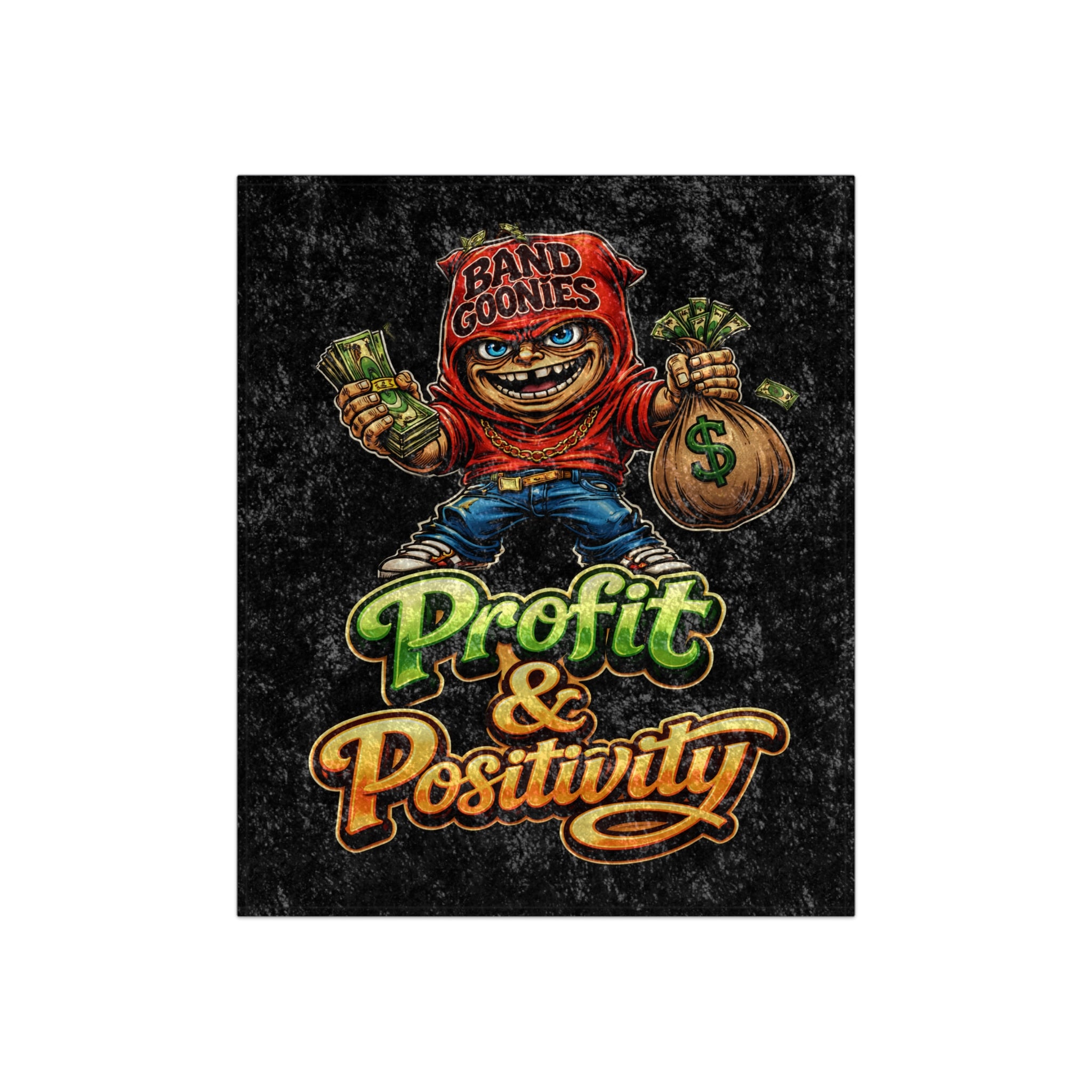 Crushed Velvet Blanket "Profit & Positivity" Red Goonie