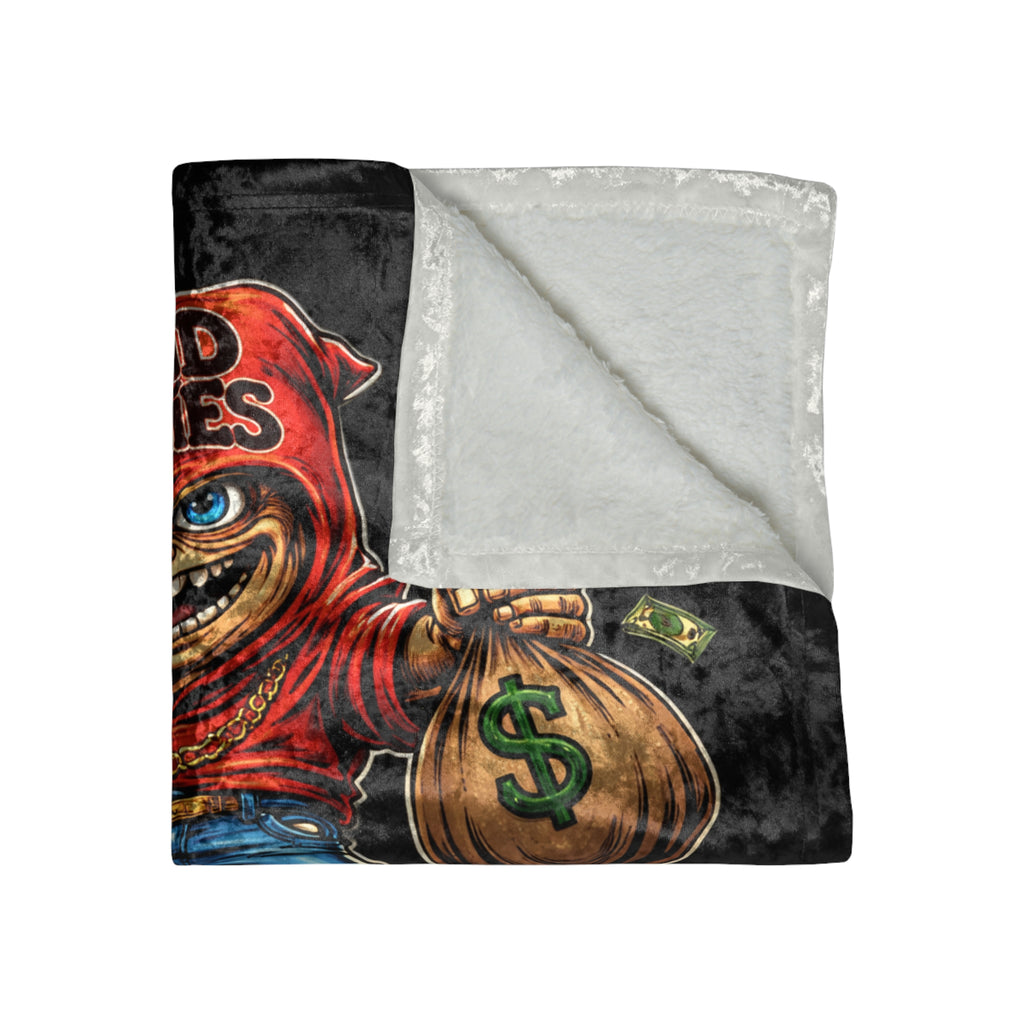 Crushed Velvet Blanket "Profit & Positivity" Red Goonie