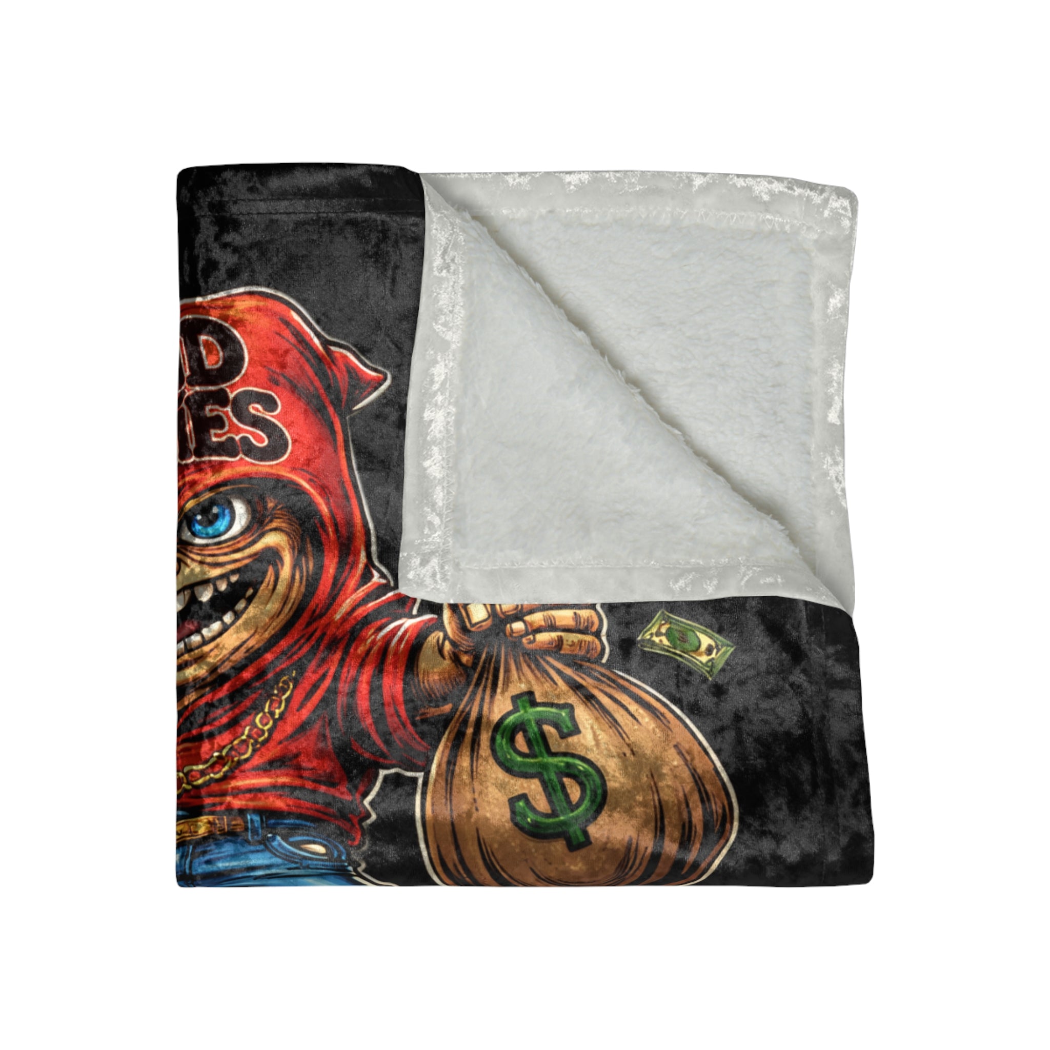 Crushed Velvet Blanket "Profit & Positivity" Red Goonie