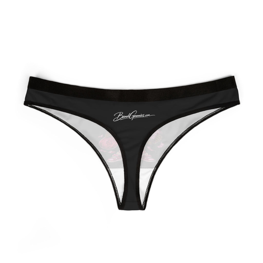 Women's Thongs (Black) | Pink Girl Goonie "Money Mindset"