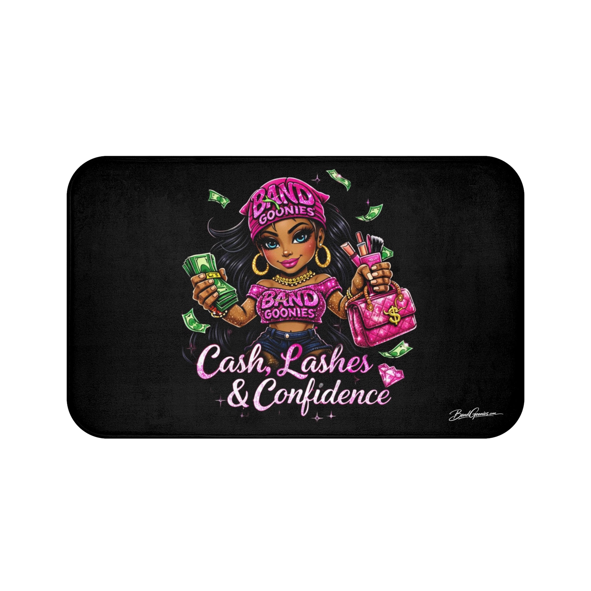 Bathroom Shower Mat | Pink Girl Goonie "Cash, Lashes & Confidence"