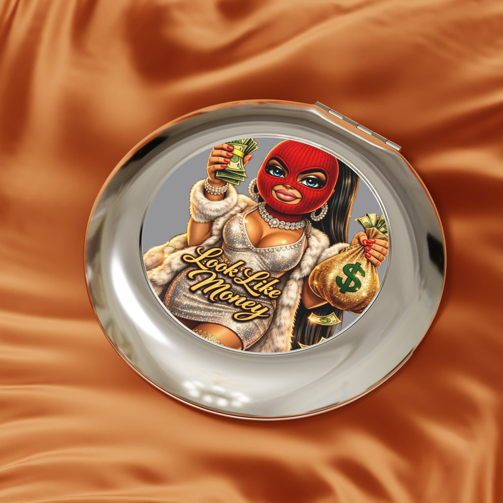 Compact Travel Mirror | Red Girl Goonie "Looks Like Money"