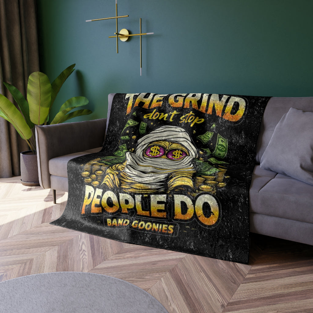 Crushed Velvet Blanket | OG Goonie "The Grind Don't Stop, People Do"