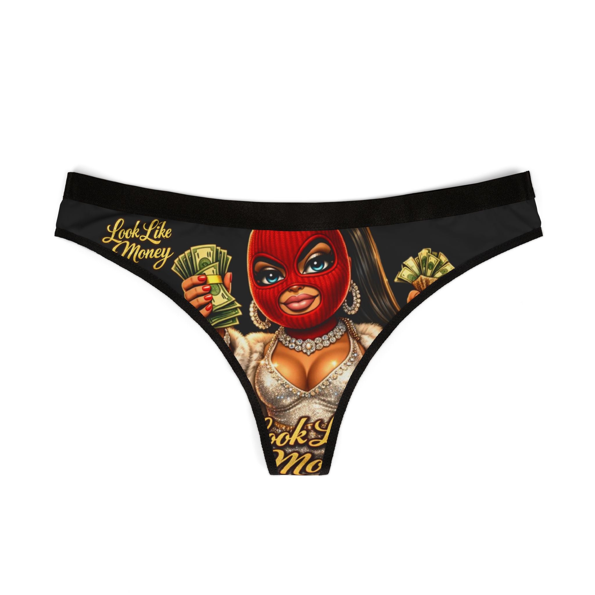 Women's Thongs (Black) | Red Girl Goonie "Look Like Money"