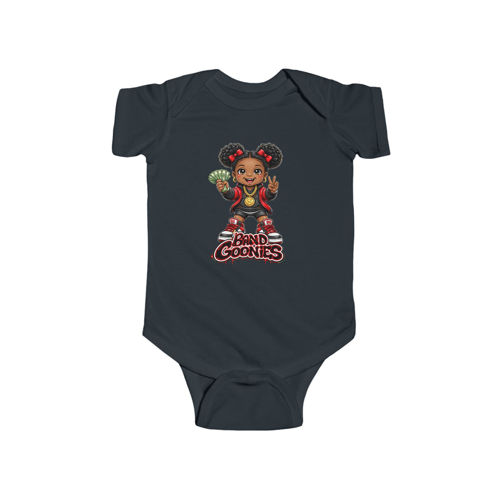 Infant Fine Jersey Bodysuit | Red Girl Band Goonies "Money Puffs"
