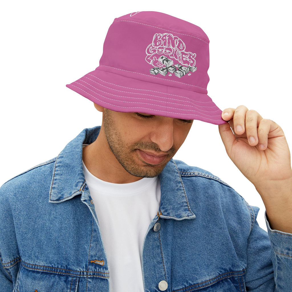 Pink & White Band Goonies Bucket Hat