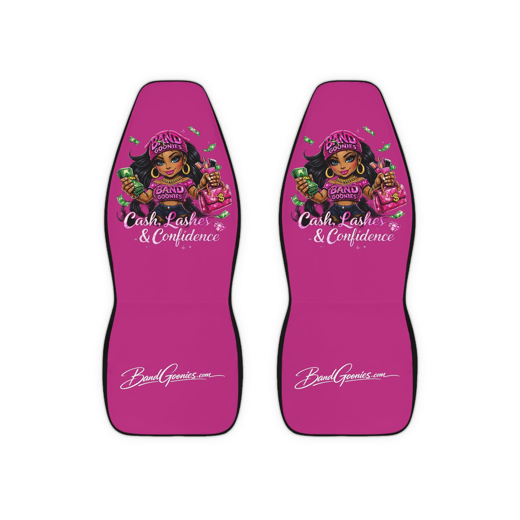 Polyester Car Seat Covers (Pink) | Pink Goonie "Money Mindset"