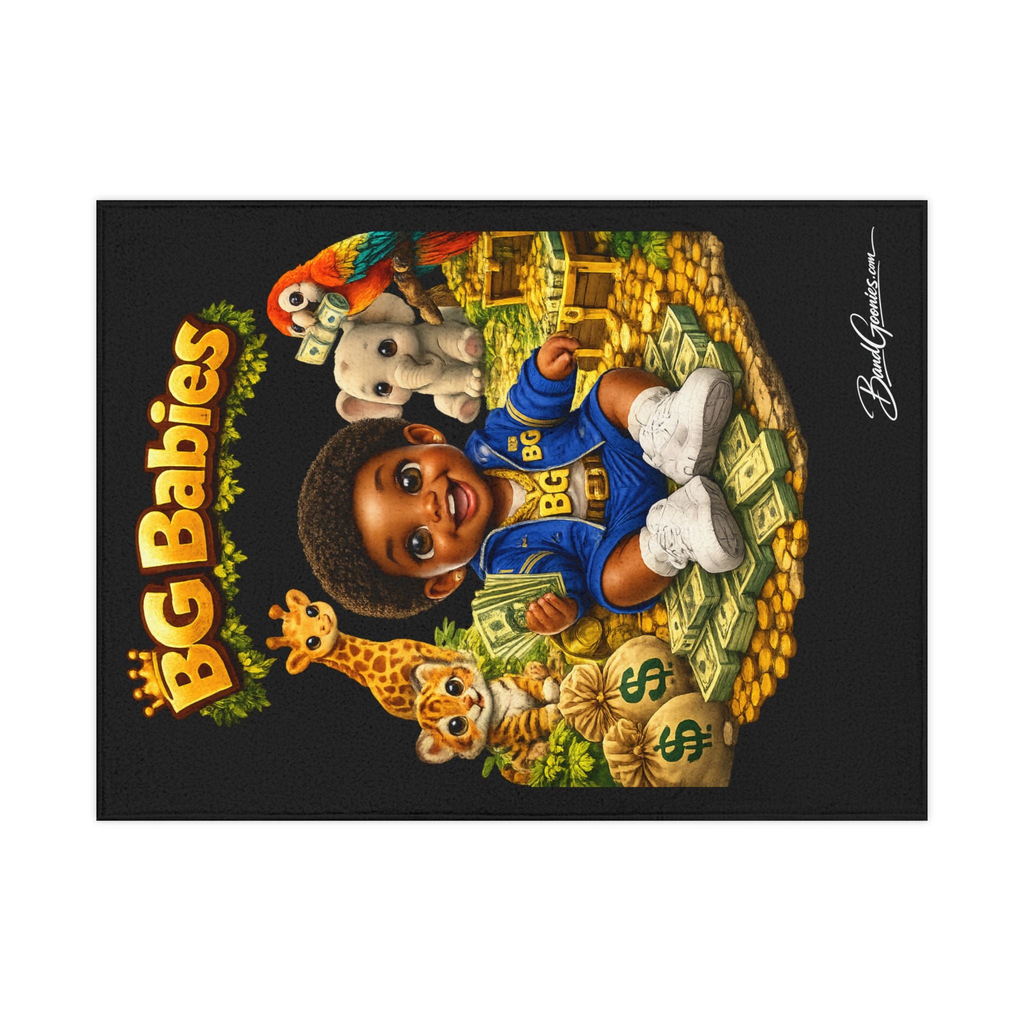 Toddler Blanket (Black) | Safari BG Babies "Parrots & Pape"