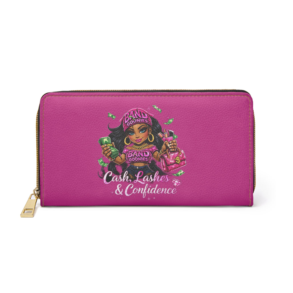 Zipper Wallet | Pink Girl Goonie "Cash, Lashes & Confidence"
