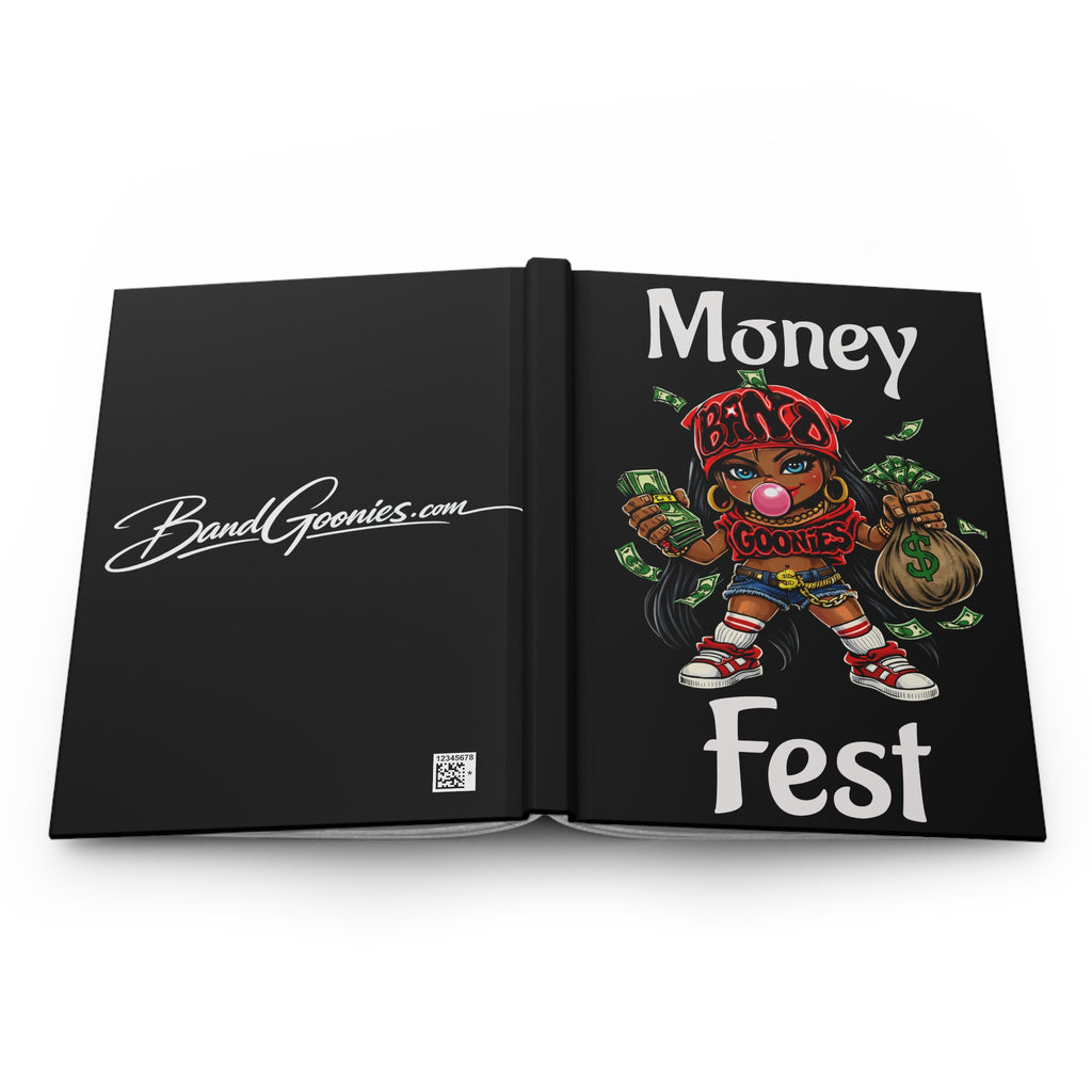 Hardcover Journal Matte Finish | "Money Fest" Red Girl Goonie (75 Sheets)