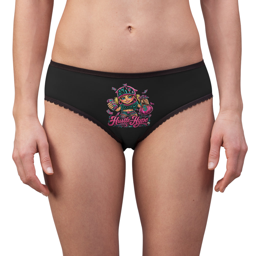Women's Briefs (Turquoise) | Pink & Teal Girl Goonie "Hustle over Hype"
