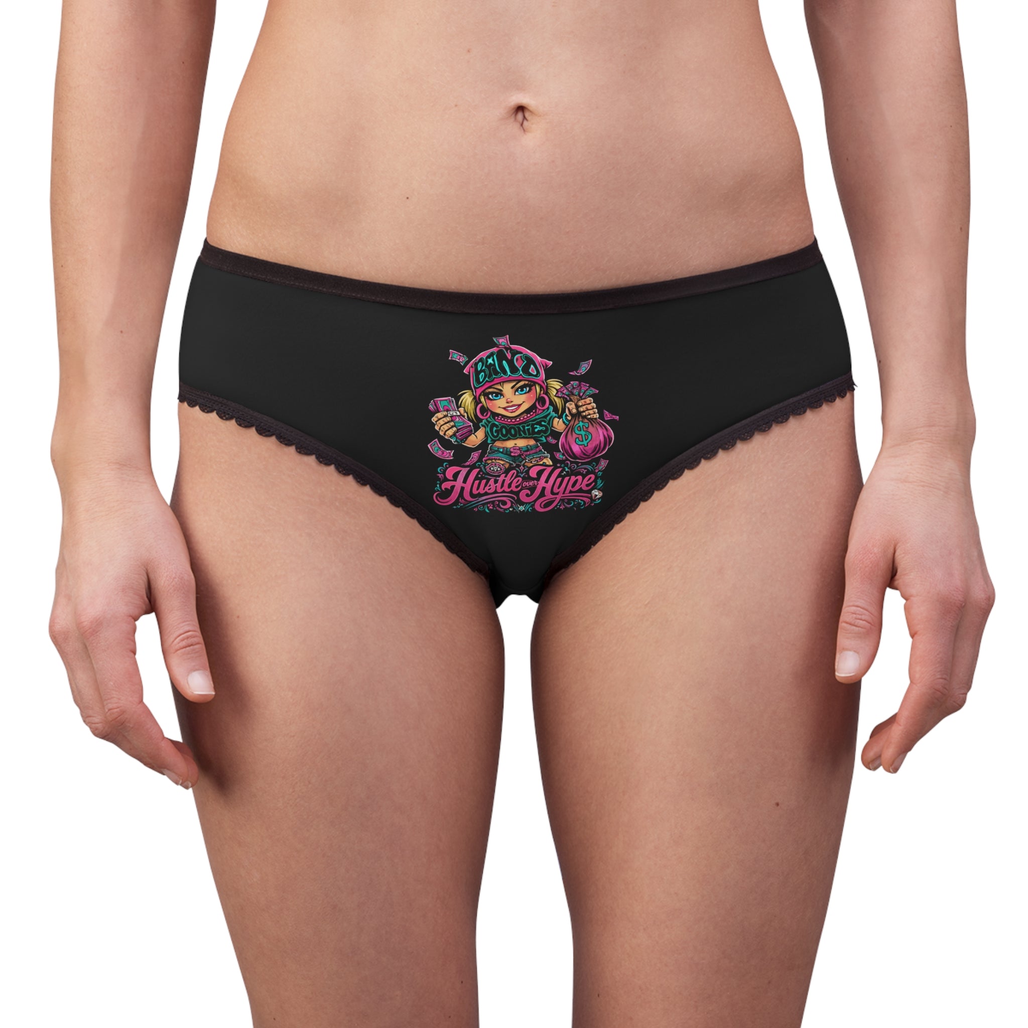 Women's Briefs (Turquoise) | Pink & Teal Girl Goonie "Hustle over Hype"