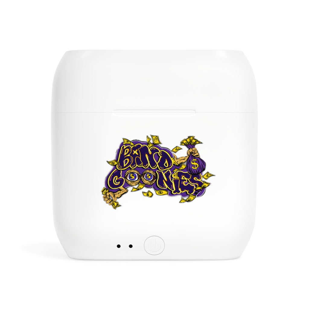 Purple & Yellow Band Goonies Wireless Earbuds