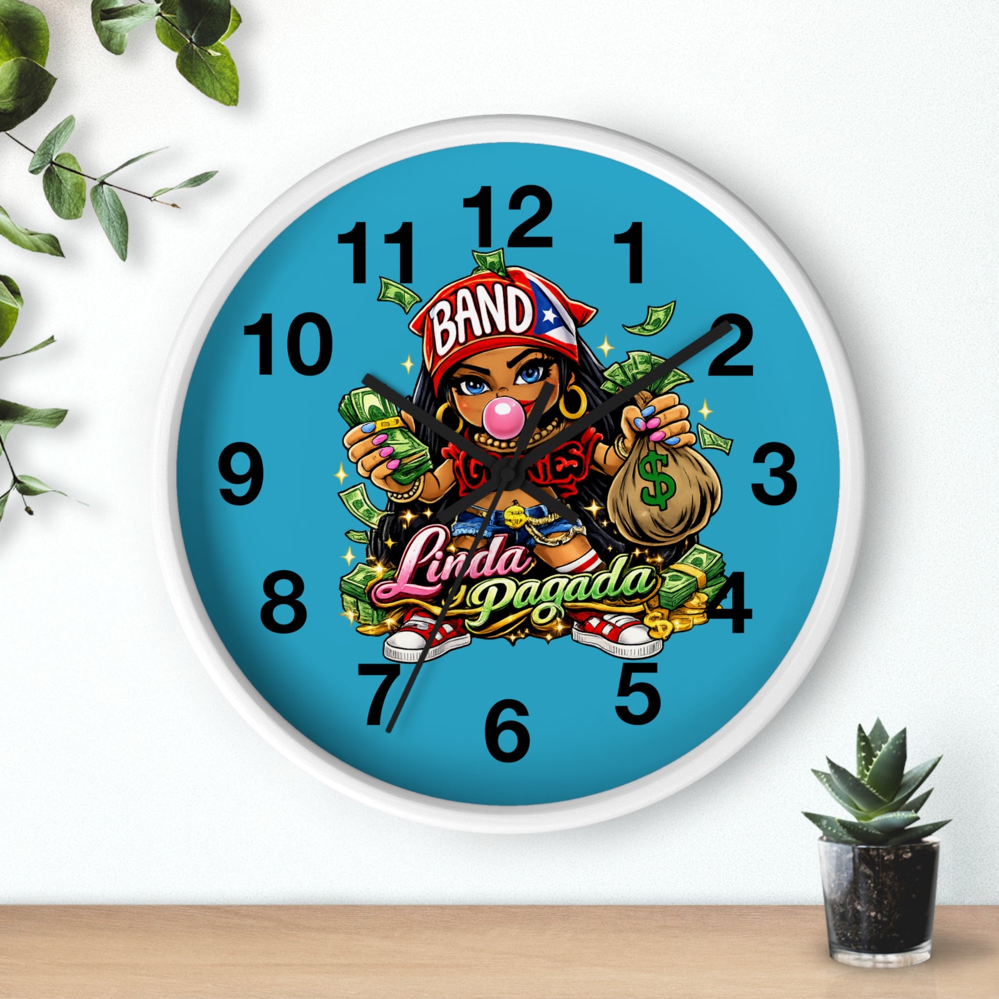 Wall Clock | Girl Goonie "Linda y Pagada" (Round 10" x 10")
