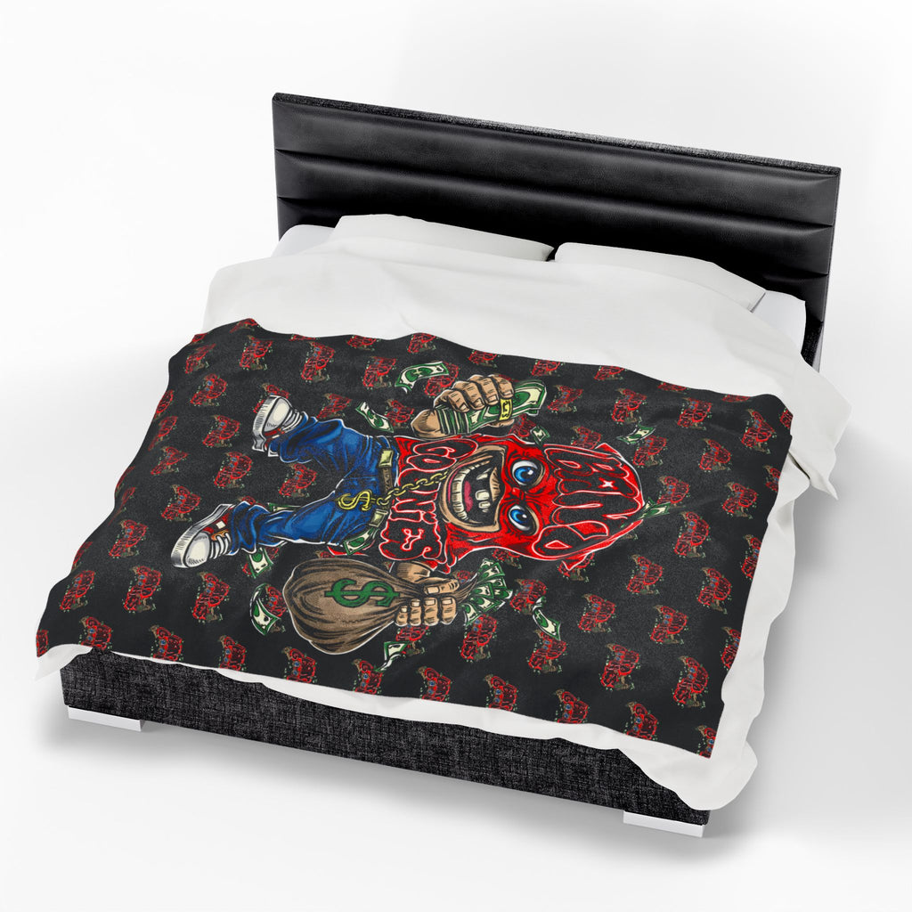 Velveteen Plush Blanket | Black & Red