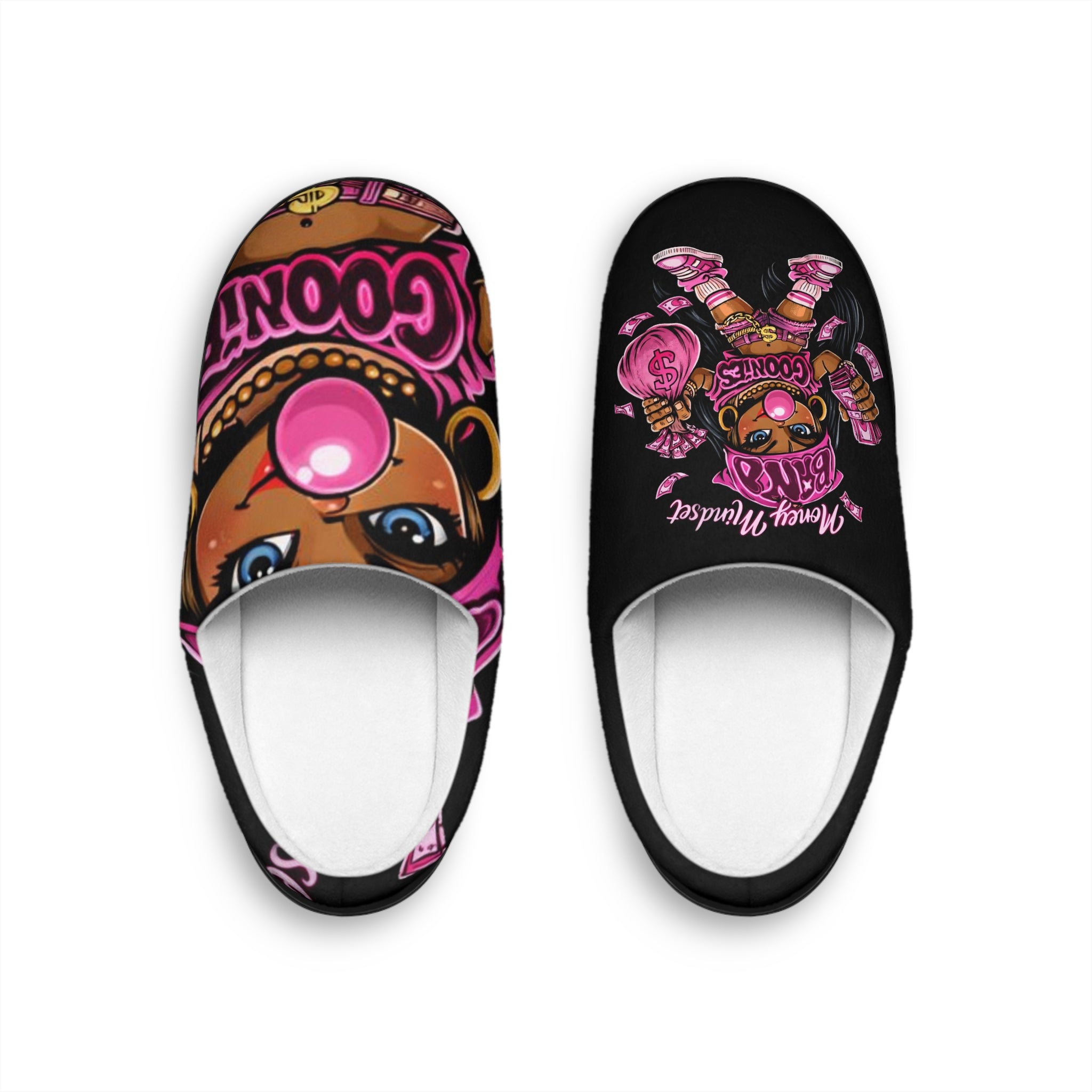 Women's Indoor Slippers | Pink Girl Goonie "Money Mindset"