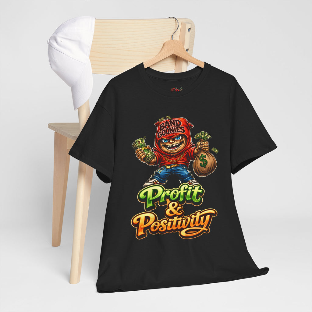 Heavy Cotton T-Shirt | Red Goonie "Profit & Positivity"