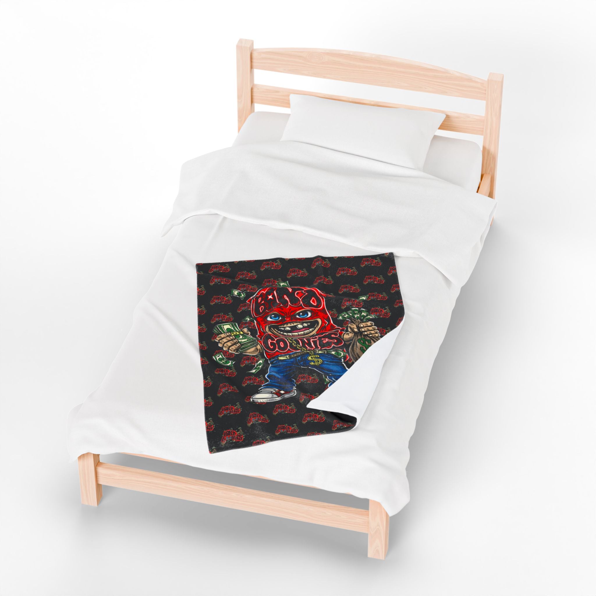 Velveteen Plush Blanket | Black & Red