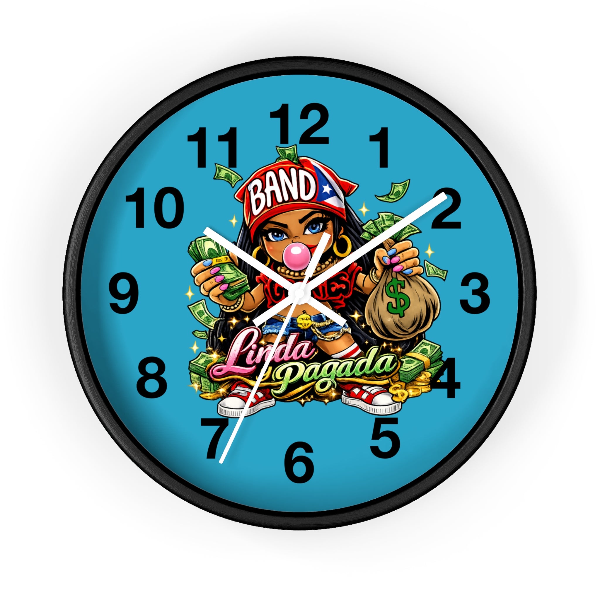 Wall Clock | Girl Goonie "Linda y Pagada" (Round 10" x 10")