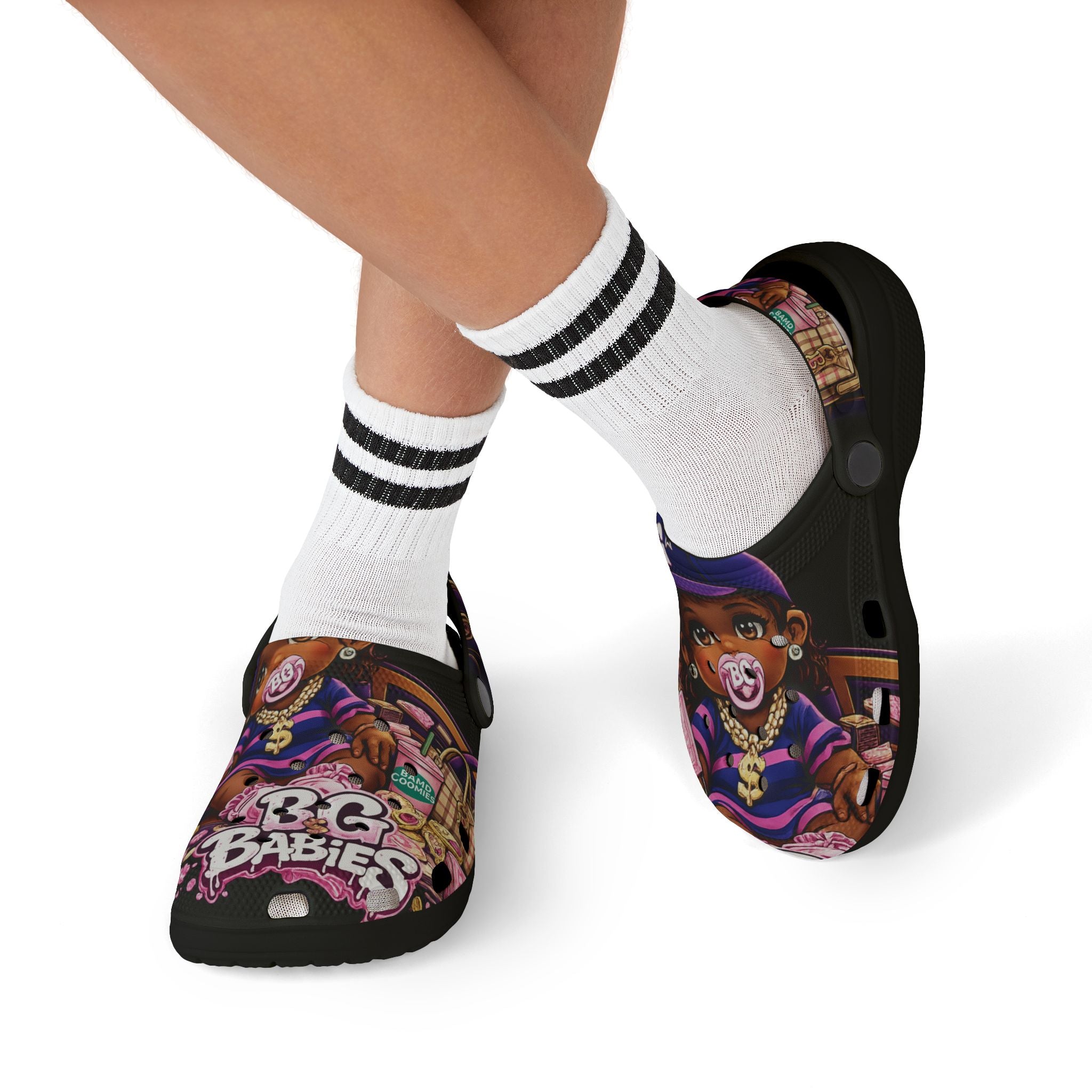 Kid's Foam Clogs (Black) | Pink BG Babies "Sunroofs & Starbucks"