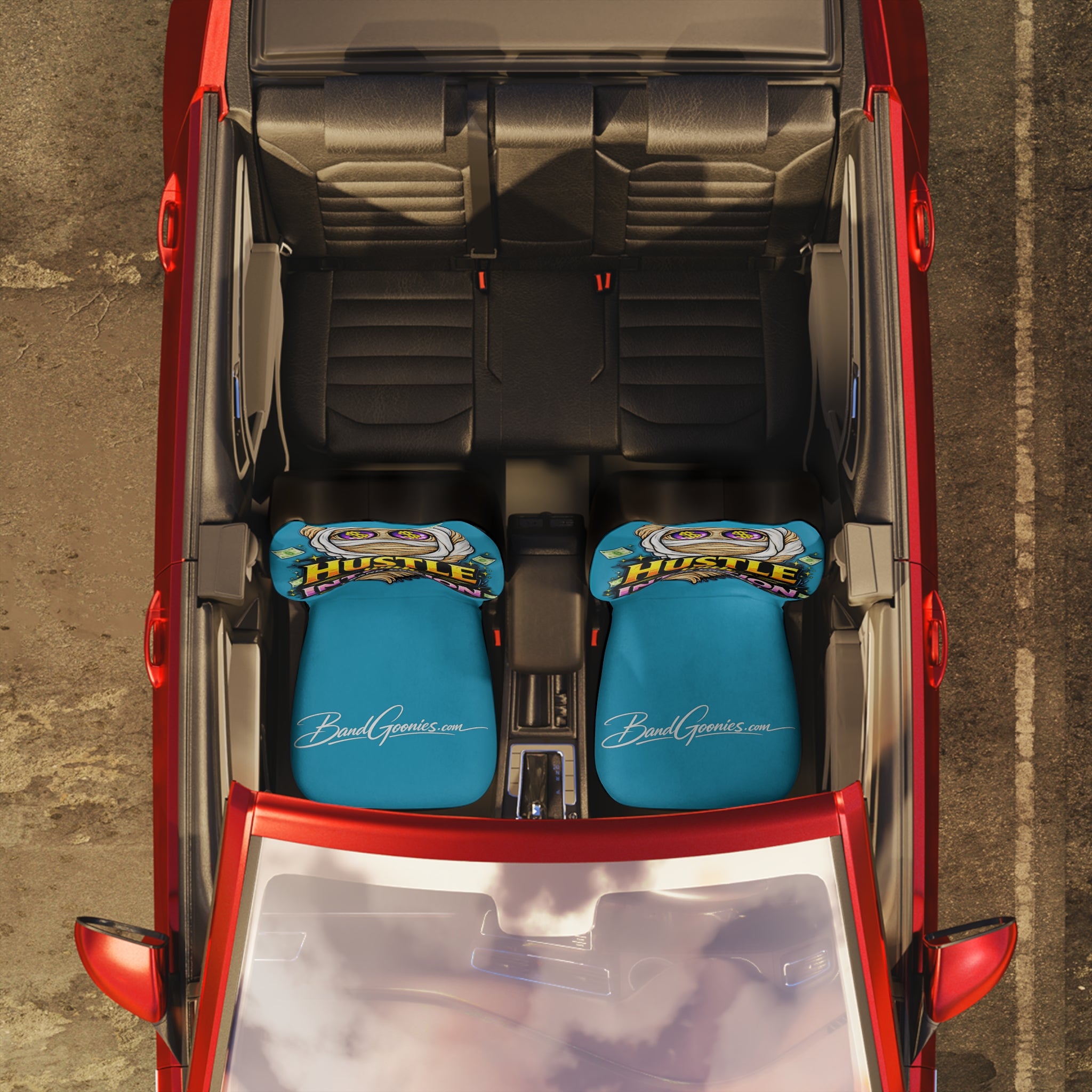 Polyester Car Seat Covers (Turquoise) | OG Goonie "Hustle with Intention"